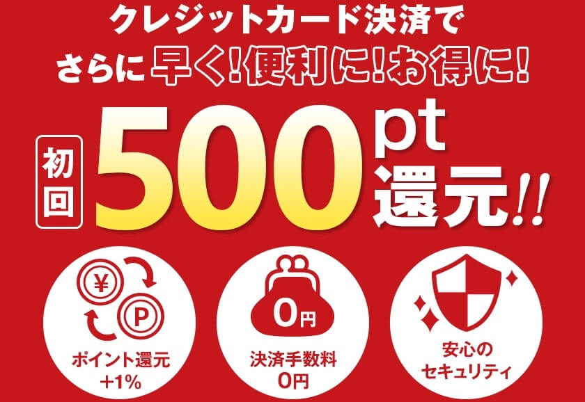 クレジットカード決済でポイント還元