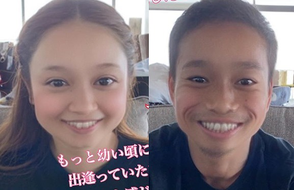 平愛梨&長友佑都、アプリで撮った“幼顔”に反響「小さい頃から美男美女」
