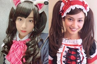 平愛梨&祐奈姉妹、ツインテールのメイドコスプレ姿に反響「美人姉妹」「お人形みたい」